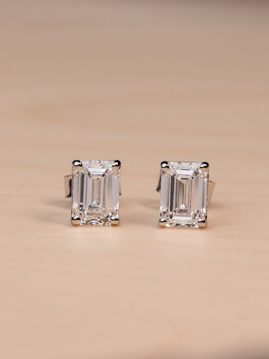 Emerald Solitaire Studs
