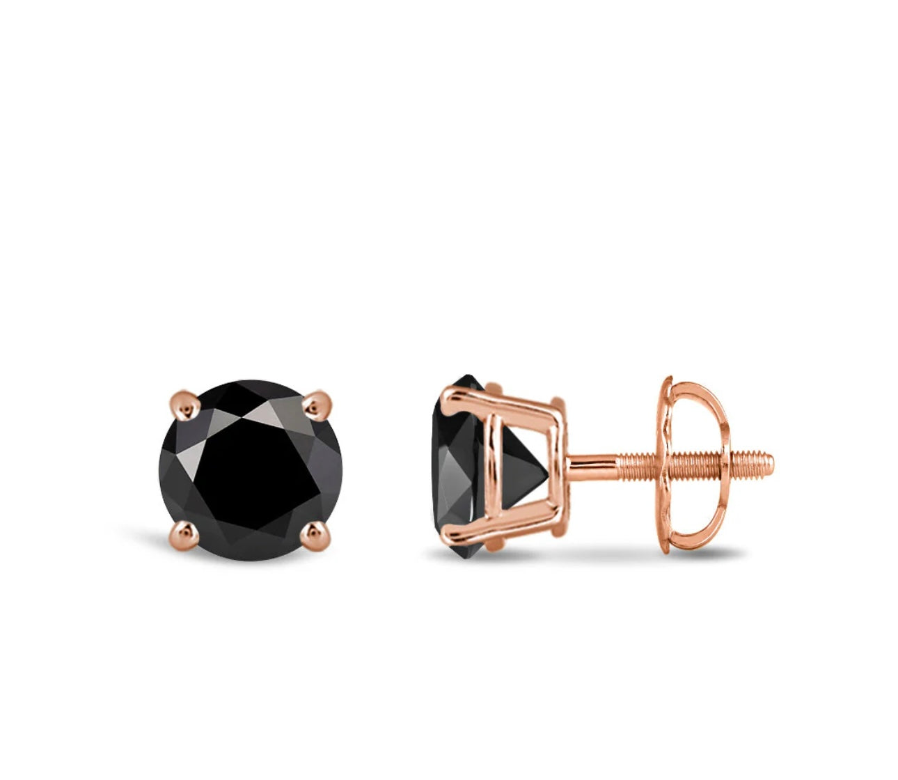 Black Diamond Studs- 14K Rose Gold Finish (1 CTW)