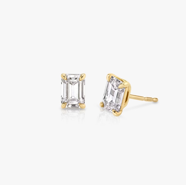 Emerald Solitaire Studs