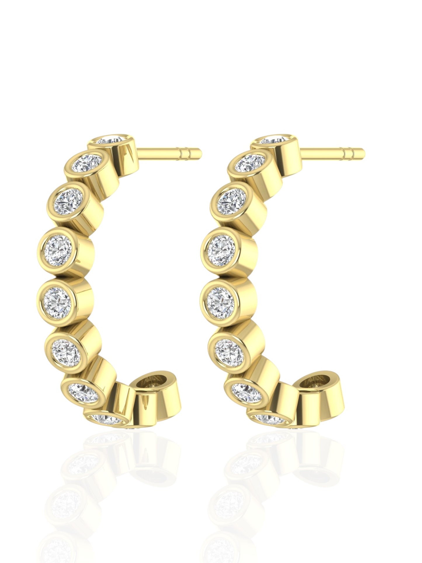 Hydra Arc Bezel Hoop Diamond Earrings
