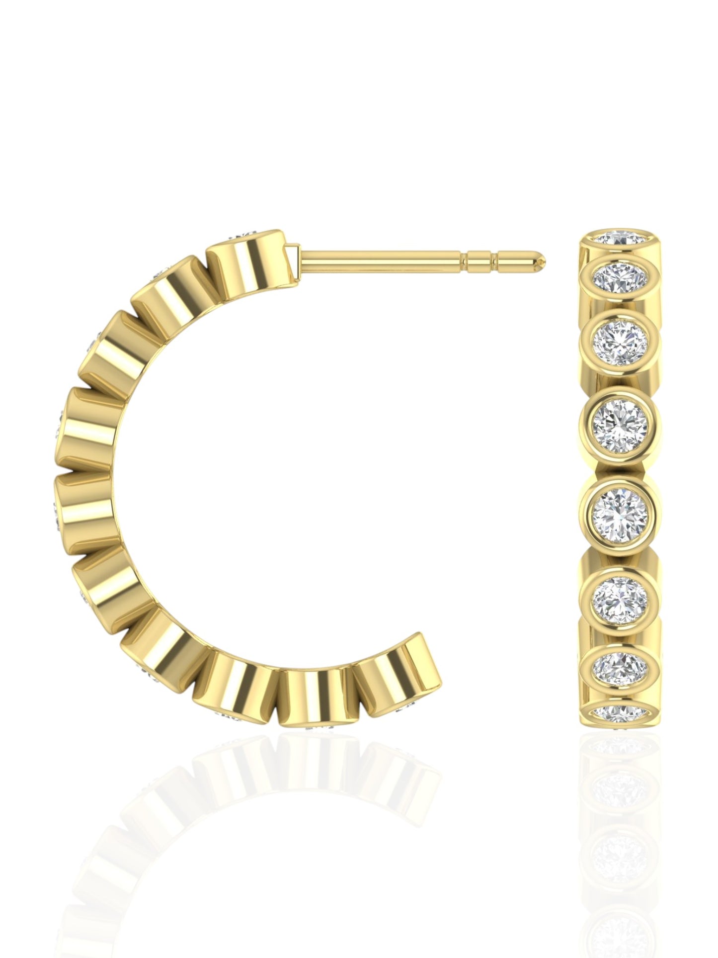Hydra Arc Bezel Hoop Diamond Earrings